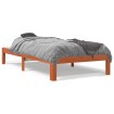 Estructura de cama madera maciza pino marrón cera 100x200 cm