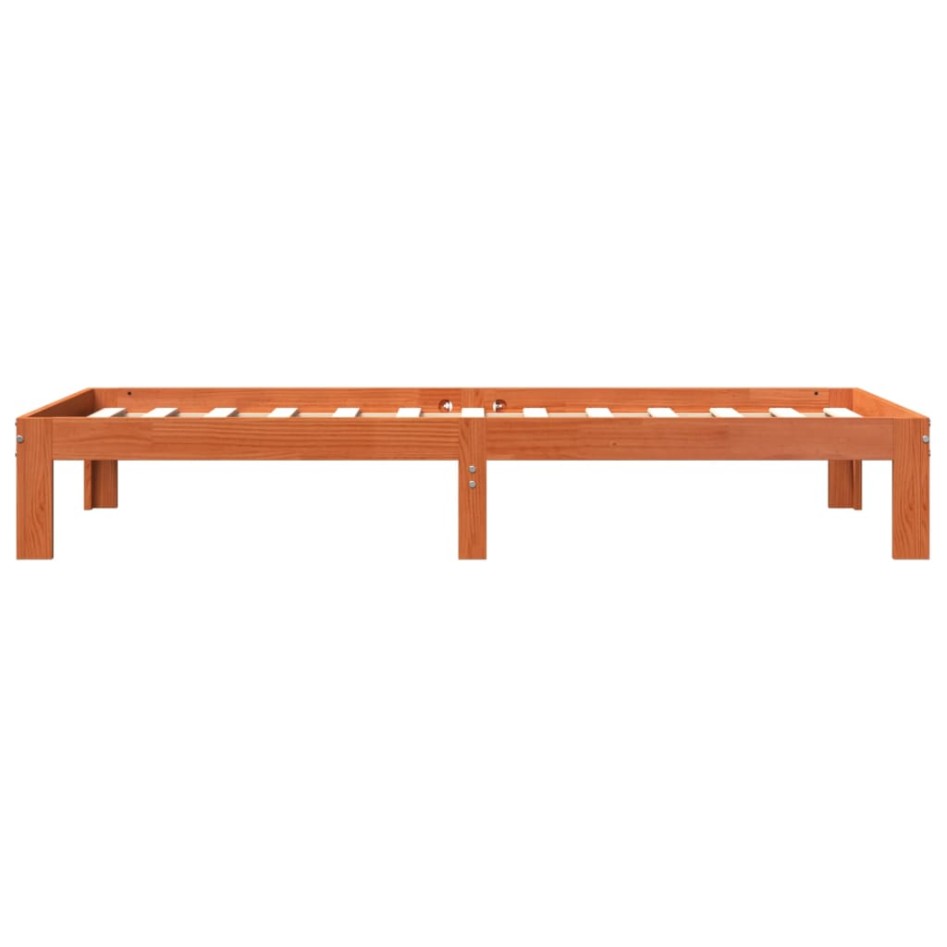 Estructura de cama madera maciza pino marrón cera 100x200