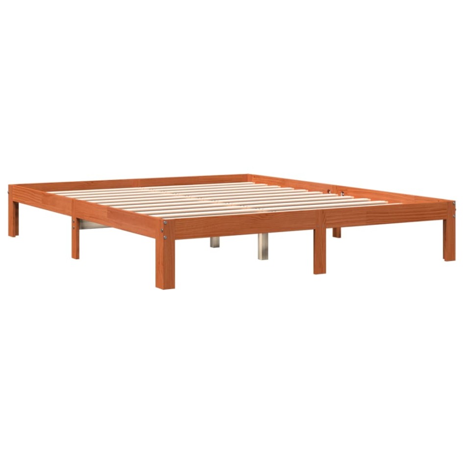 Estructura de cama madera maciza pino marrón cera 180x200