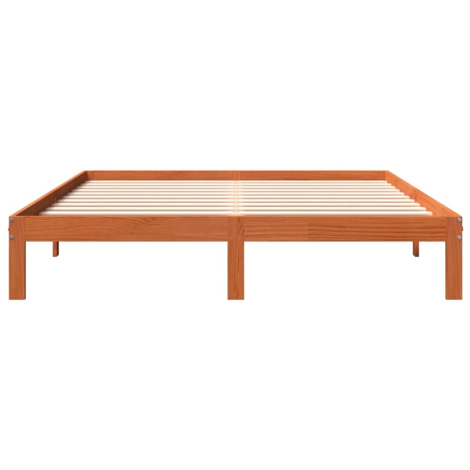 Estructura de cama madera maciza pino marrón cera 180x200