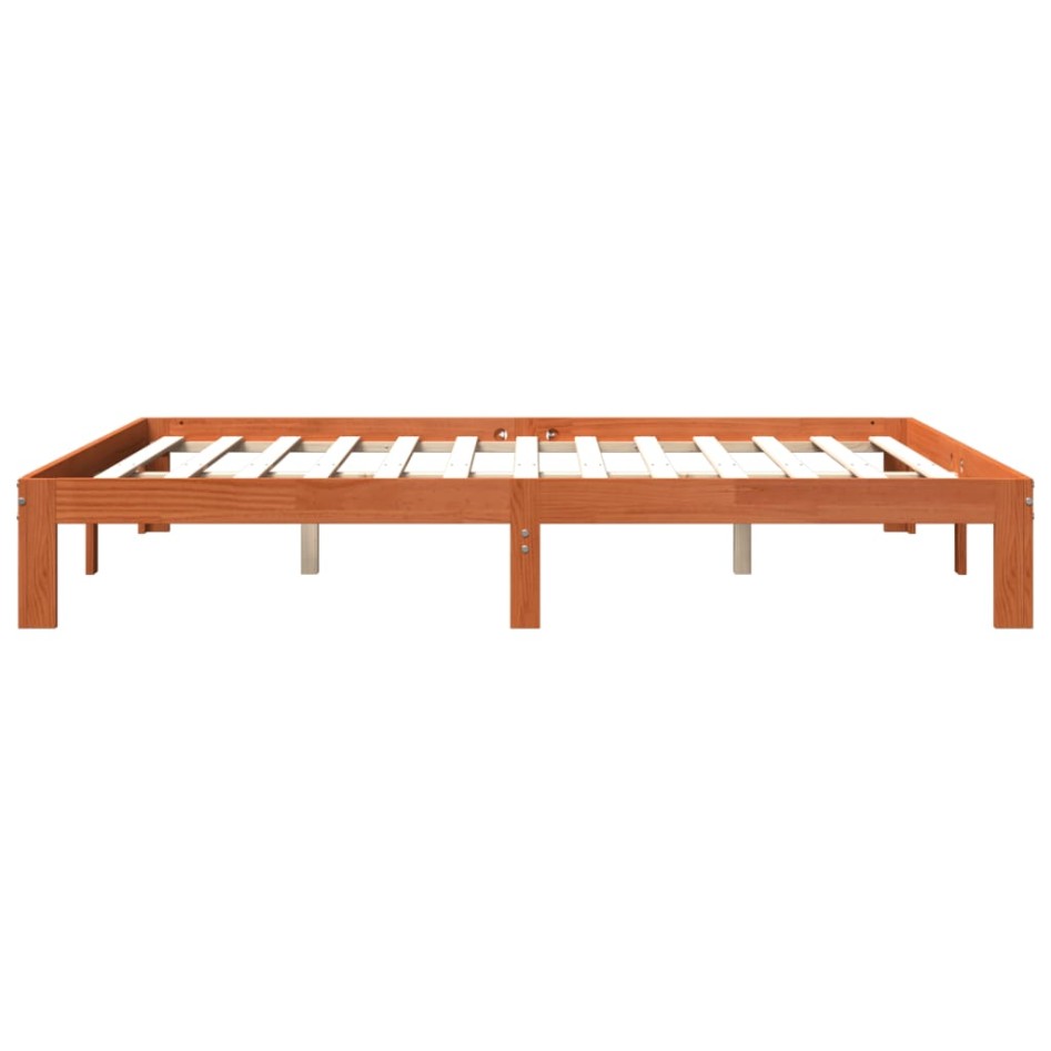 Estructura de cama madera maciza pino marrón cera 180x200