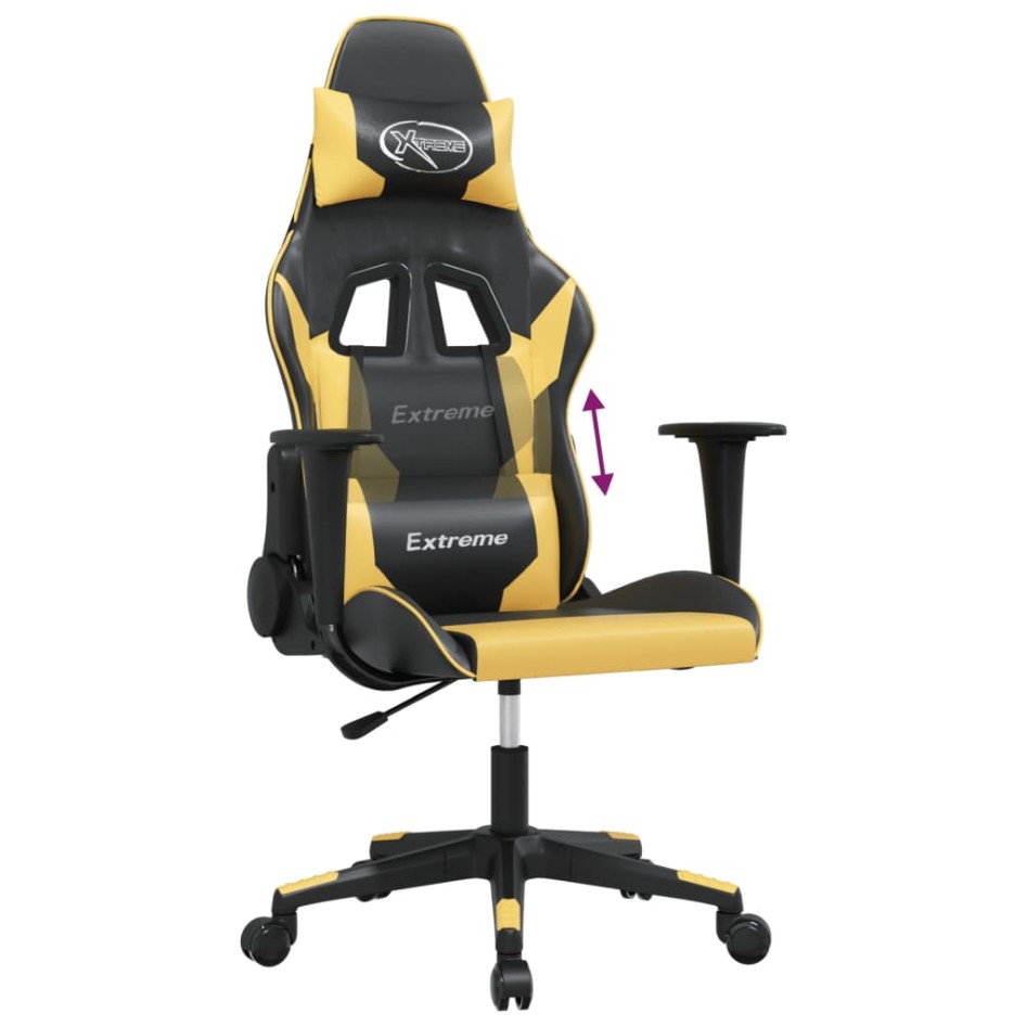Silla gaming de masaje cuero sintético negro y