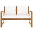 Banco de jardín con cojín crema madera maciza de acacia 120