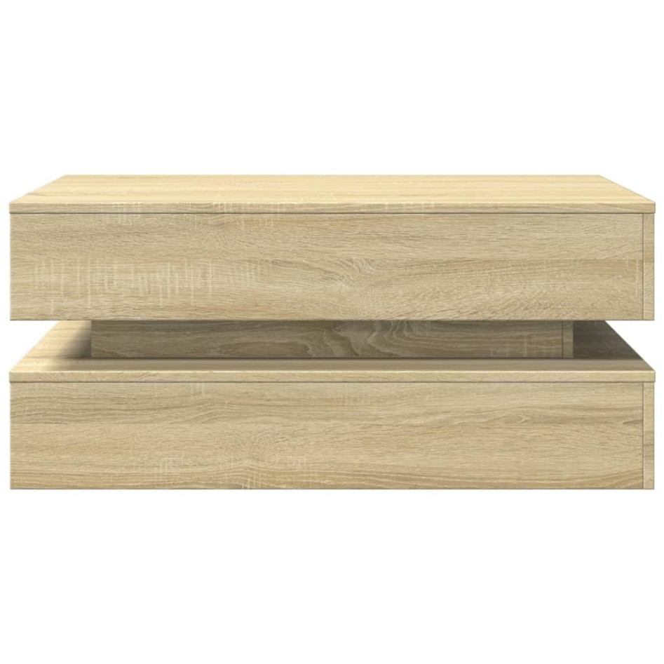 Mesa de centro con luces LED roble Sonoma 90x50x40