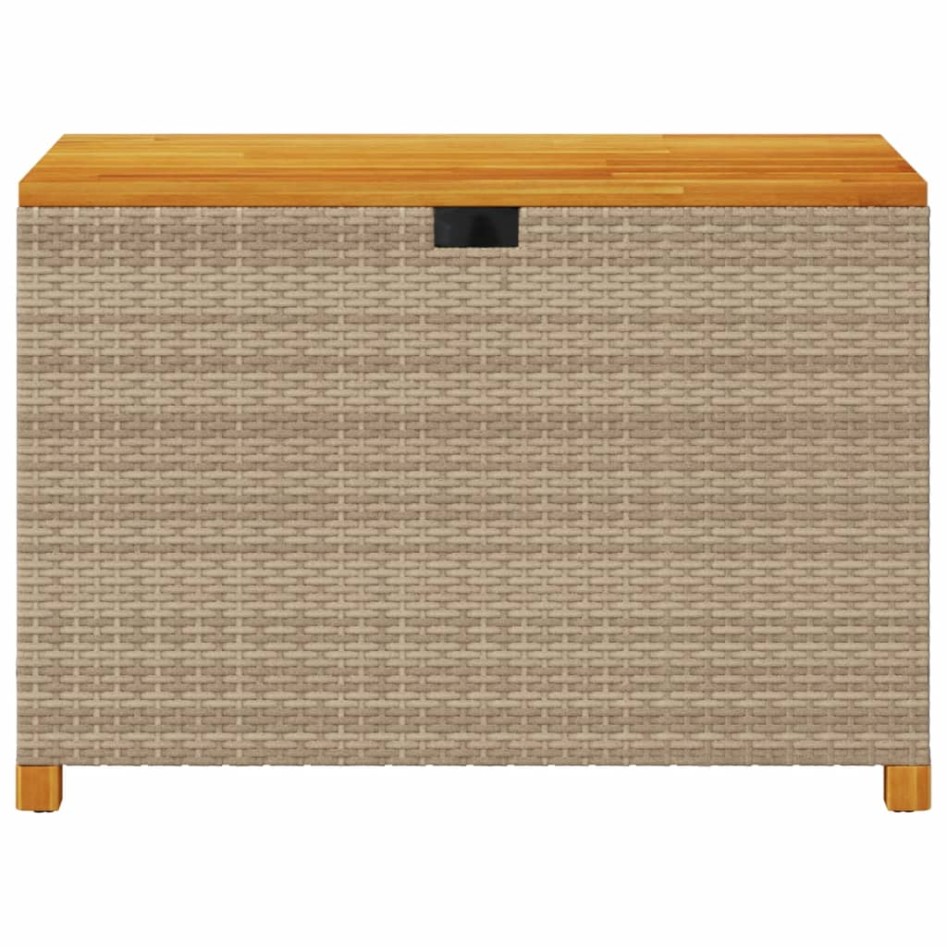 Caja de almacenaje jardín madera acacia ratán beige