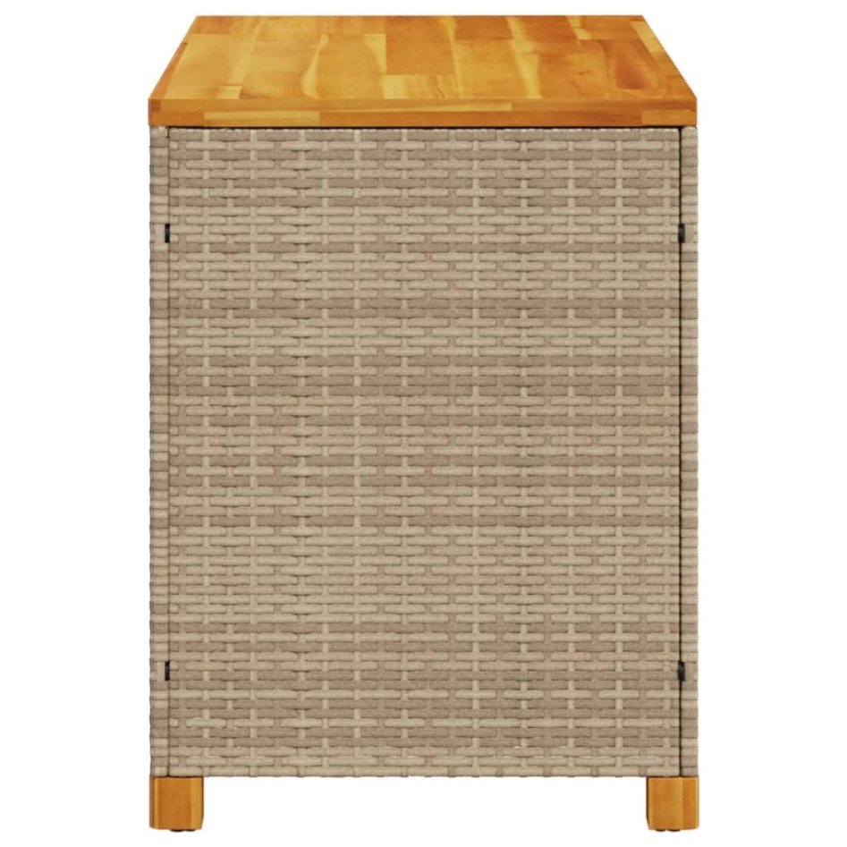 Caja de almacenaje jardín madera acacia ratán beige
