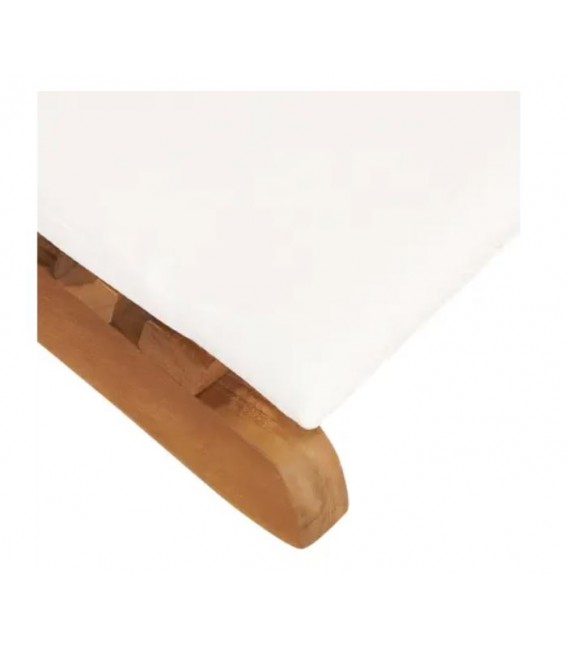 Tumbona plegable con cojín blanco crema madera maciza de teca, Modelo Macua