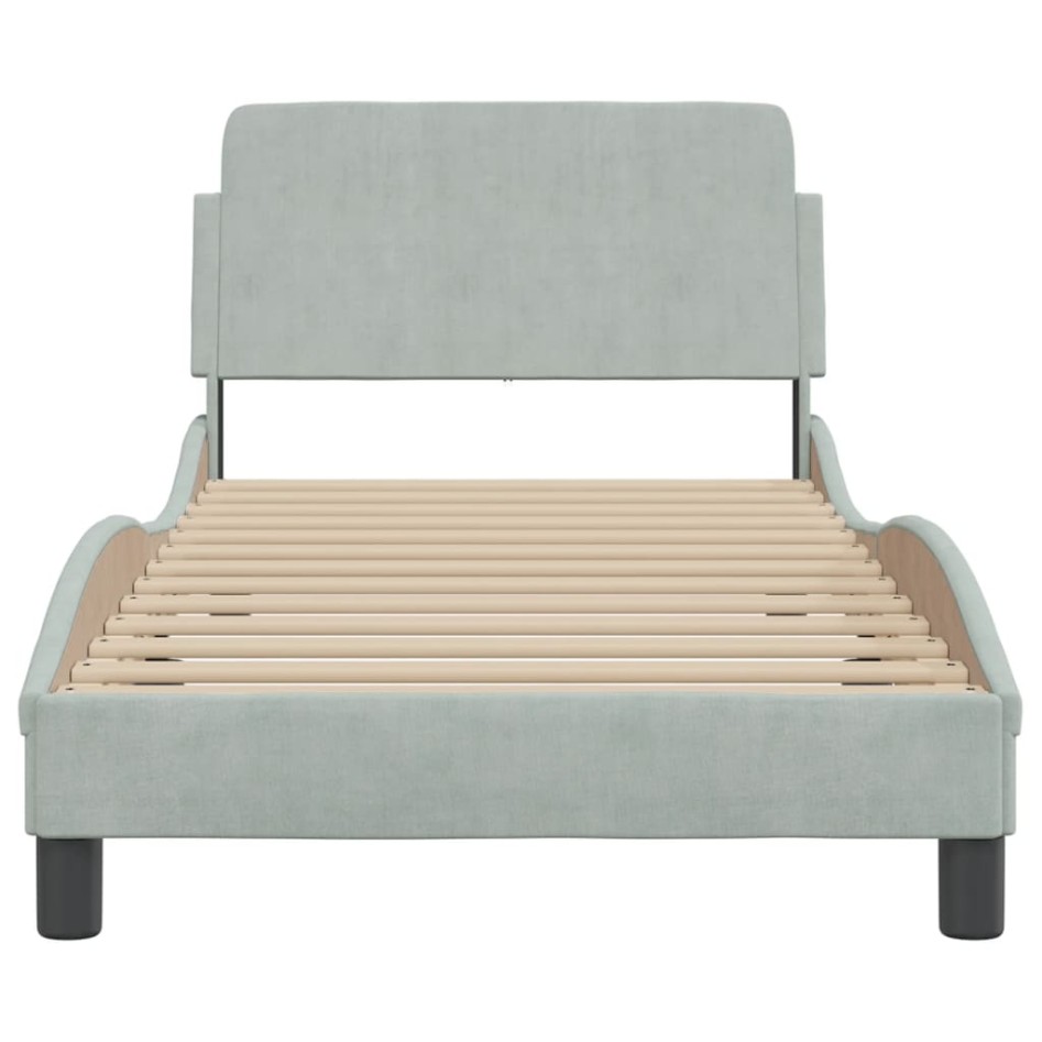 Estructura de cama con cabecero terciopelo gris claro 80x200