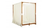 Tumbona doble con cortinas y cojines madera maciza de acacia, Modelo Mirtus