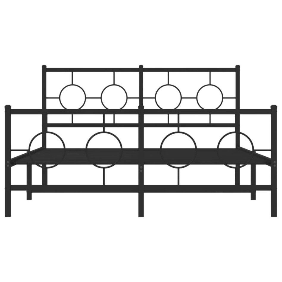 Estructura de cama cabecero y estribo metal negro 140x200