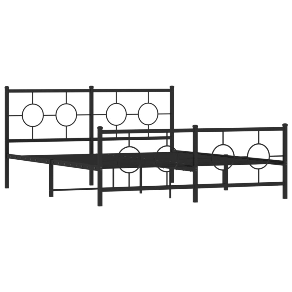 Estructura de cama cabecero y estribo metal negro 160x200