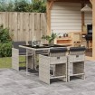 Set comedor de jardín 5 pzas cojines ratán sintético gris claro