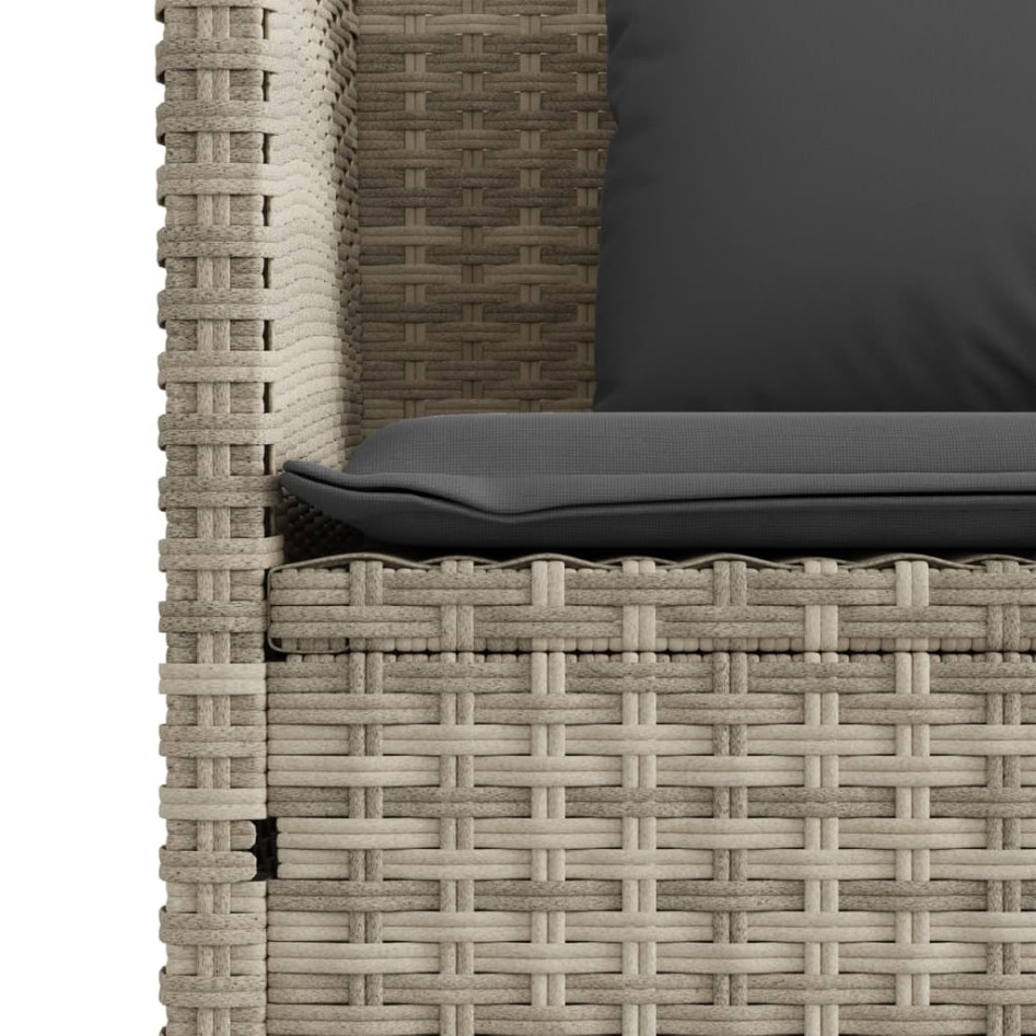Banco de jardín con cojines ratán sintético gris