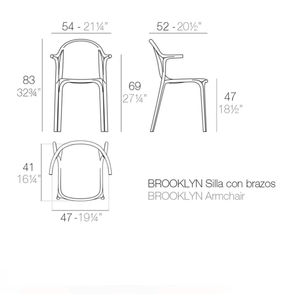 Silla con brazos, apilable, modelo Brooklyn