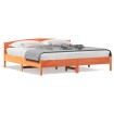 Estructura cama con cabecero madera pino marrón cera 200x200 cm