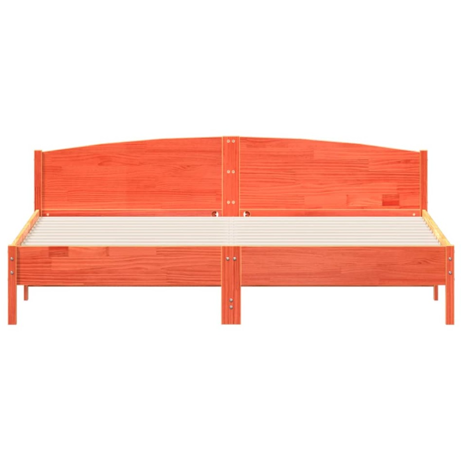 Estructura cama con cabecero madera pino marrón cera 200x200