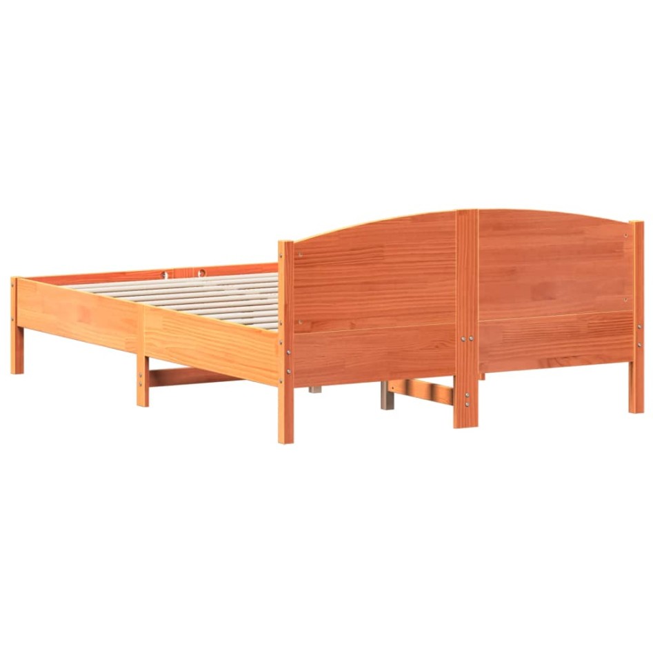Estructura cama con cabecero madera pino marrón cera 150x200
