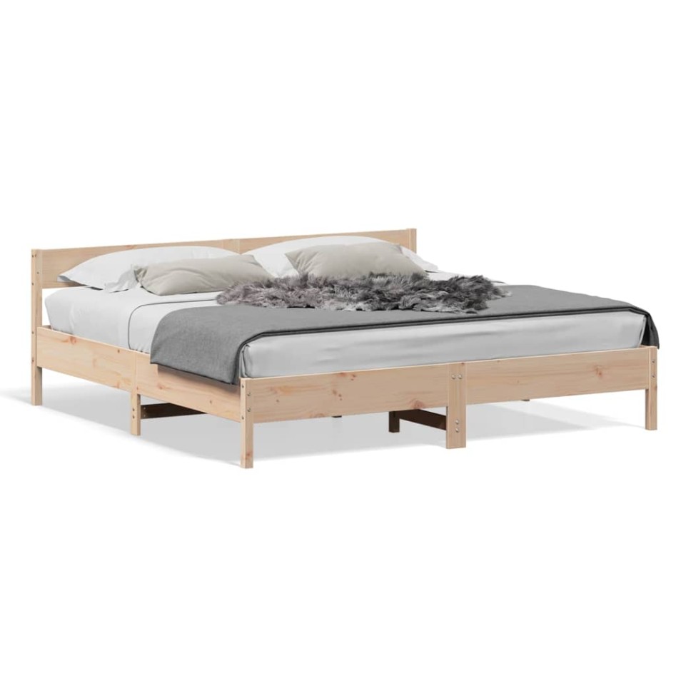 Estructura de cama con cabecero madera maciza de pino