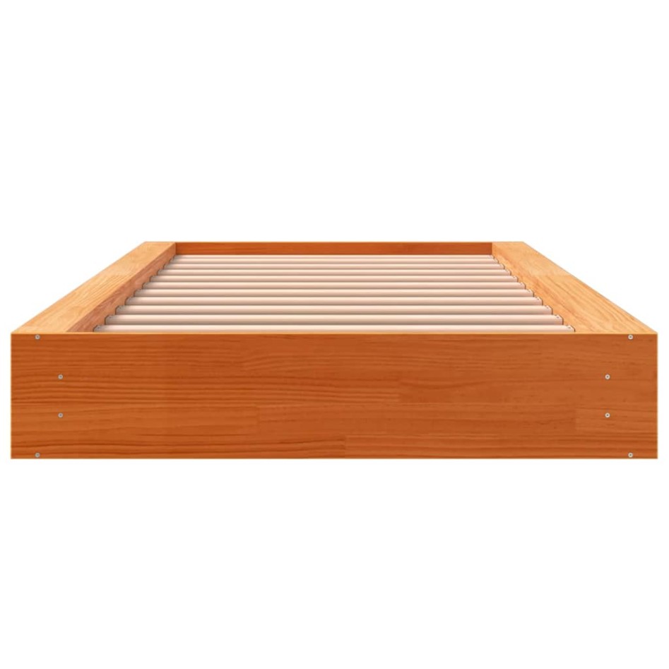 Estructura de cama madera maciza de pino marrón cera 90x200