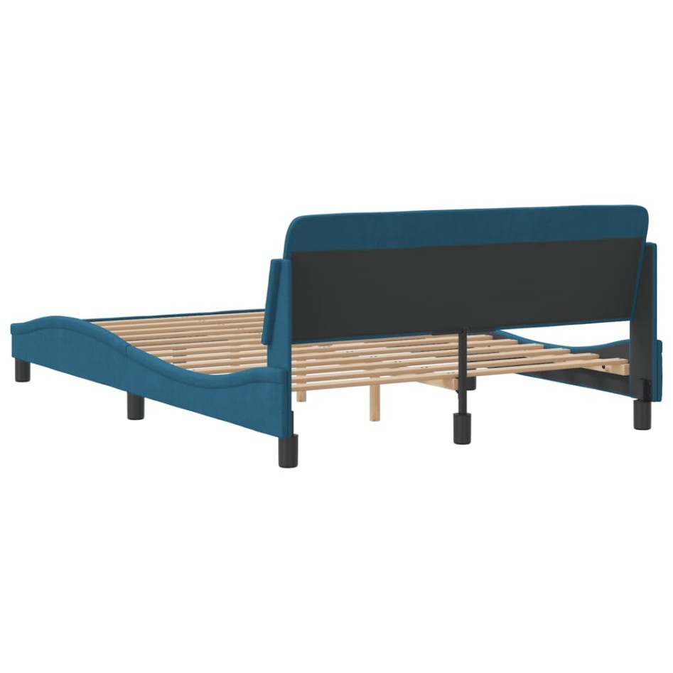 Estructura de cama con cabecero terciopelo azul 120x200