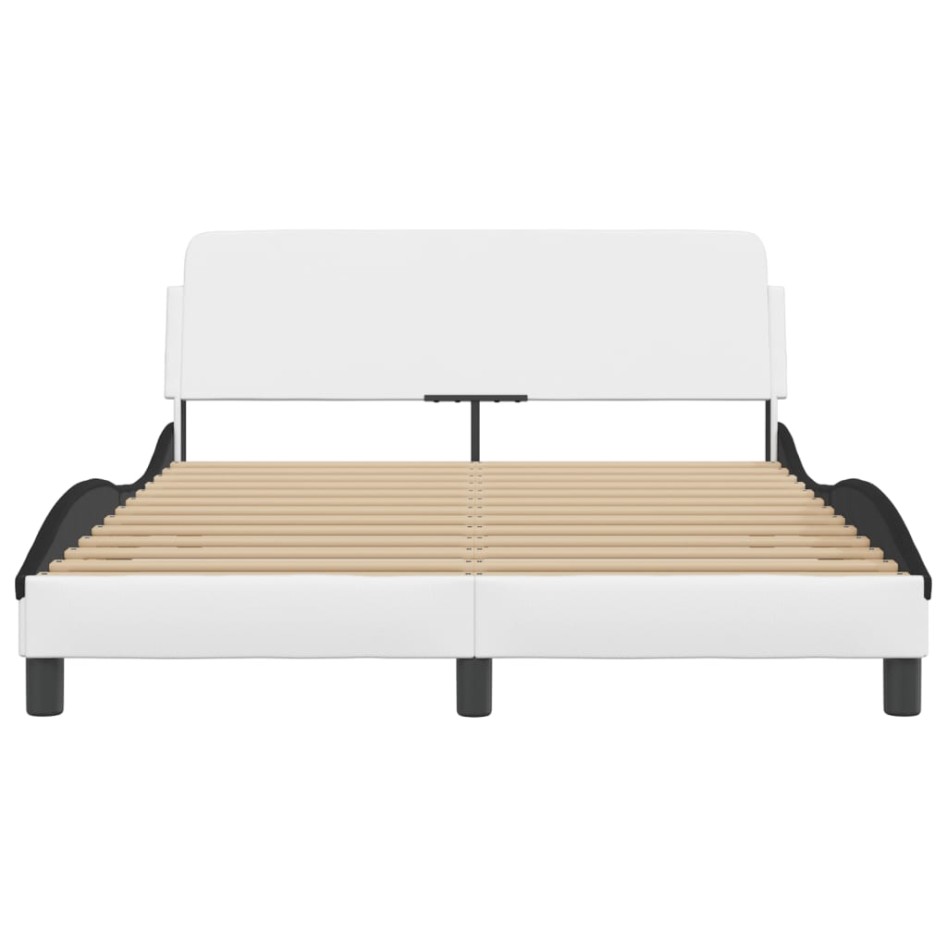 Estructura cama cabecero cuero sintético blanco negro