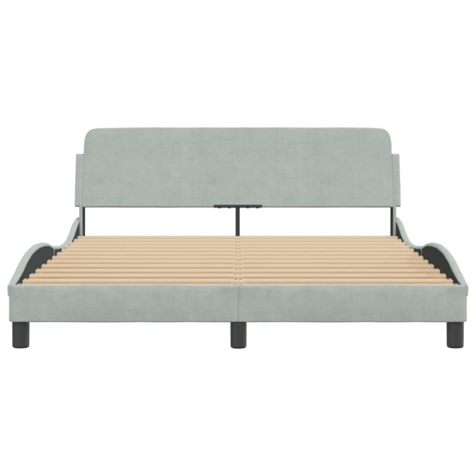 Estructura de cama con cabecero terciopelo gris claro