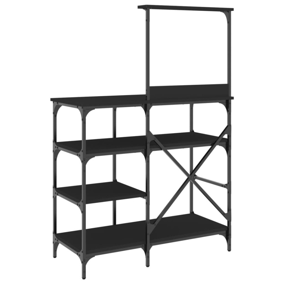 Estantería de cocina madera ingeniería metal negro 90x40x132