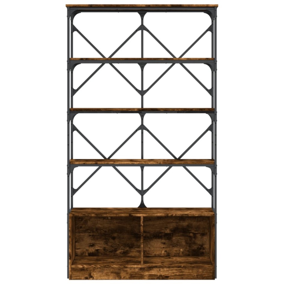 Estantería madera ingeniería y metal roble ahumado