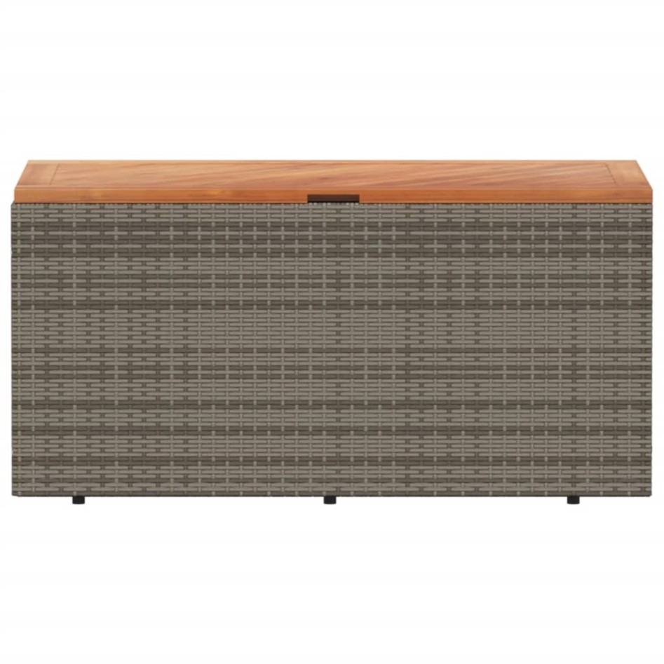 Caja de almacenaje jardín madera acacia ratán gris 110x50x54
