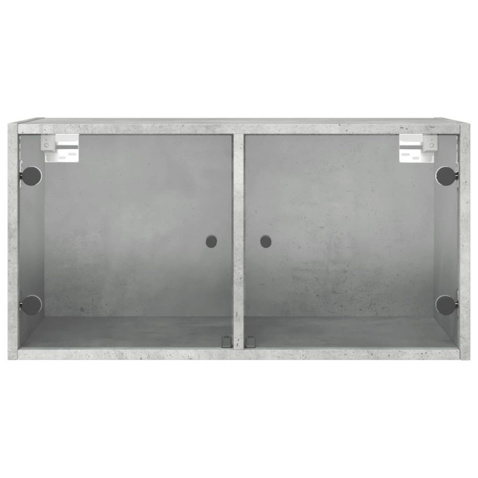 Mueble pared puertas vidrio 2 uds gris hormigón 68,5x37x35