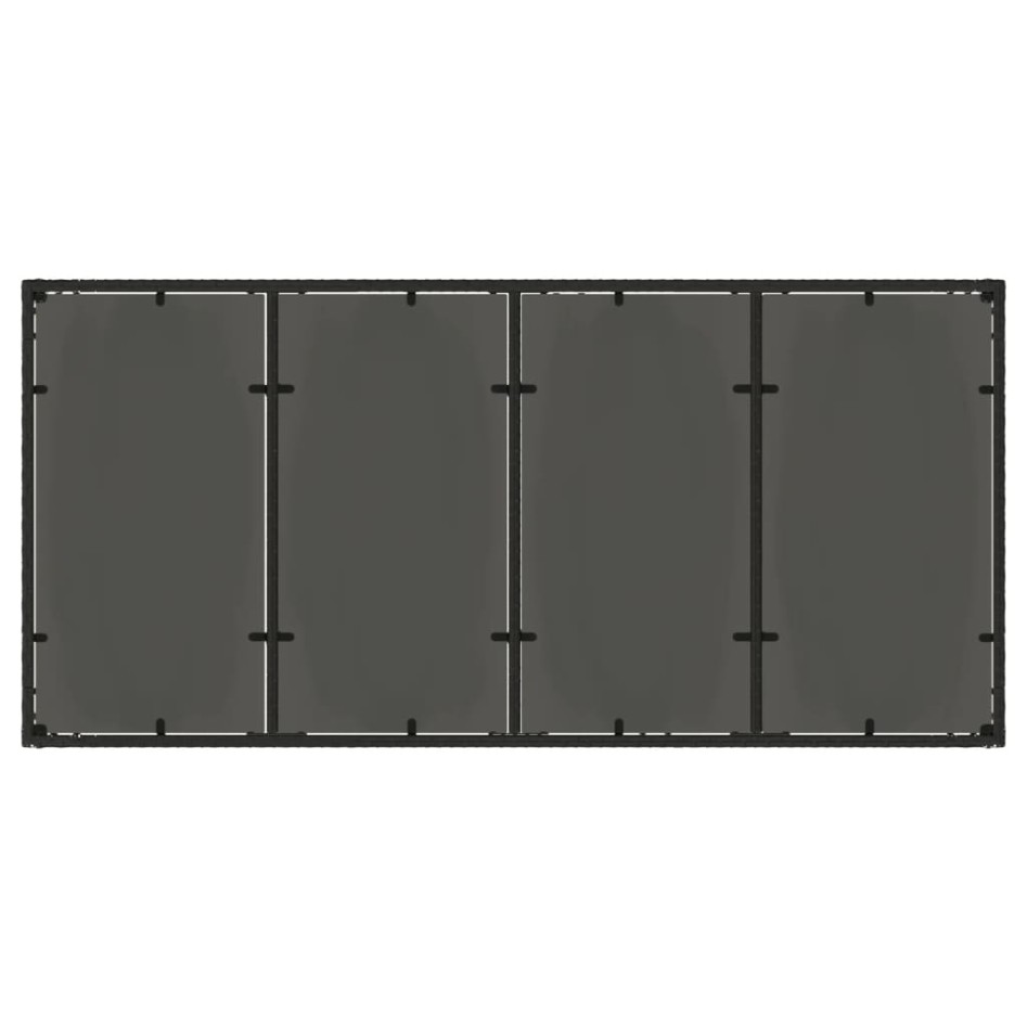 Mesa de jardín superficie de vidrio ratán PE negro 190x90x75