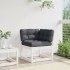 Sofá esquinero jardín y cojines madera pino blanco 73x73x78
