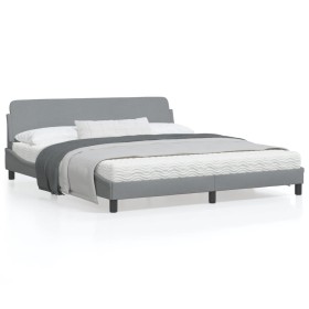 Estructura de cama con cabecero gris claro tela 180x200