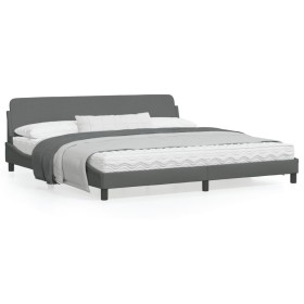 Estructura de cama con cabecero tela gris oscuro 200x200