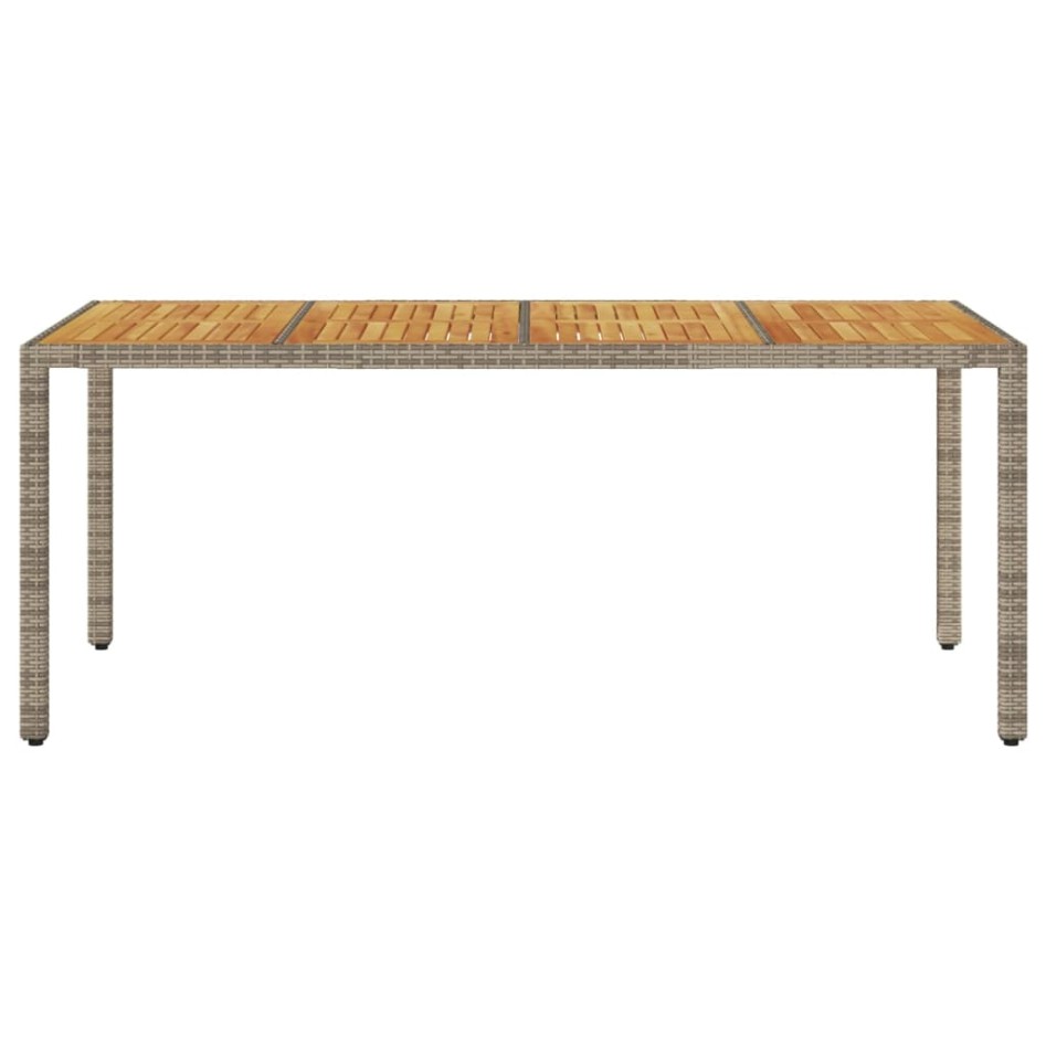 Mesa de jardín superficie madera acacia ratán gris