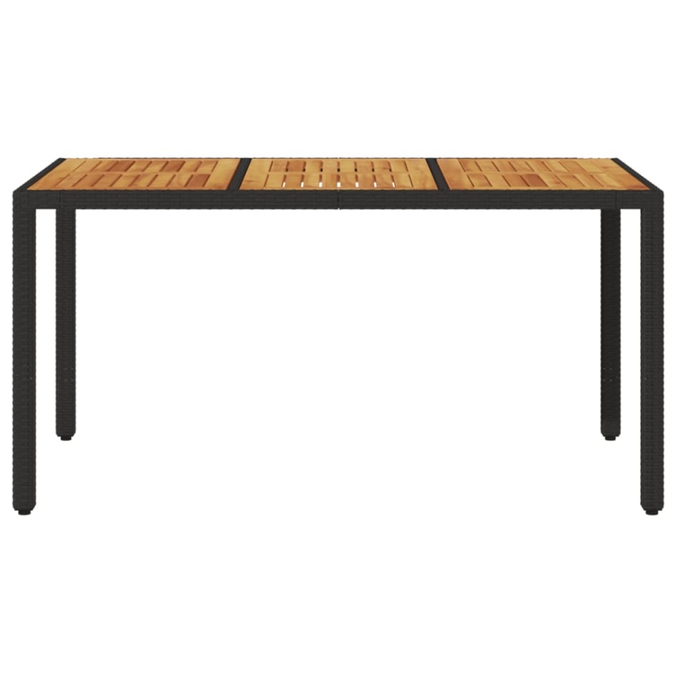 Mesa de jardín superficie madera acacia ratán negro