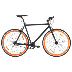 Bicicleta de piñón fijo negro y naranja 700c 59
