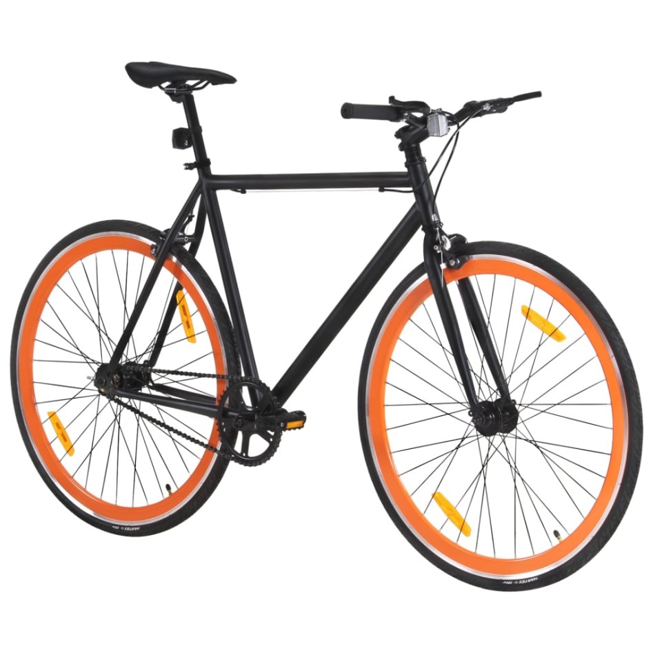 Bicicleta de piñón fijo negro y naranja 700c 59