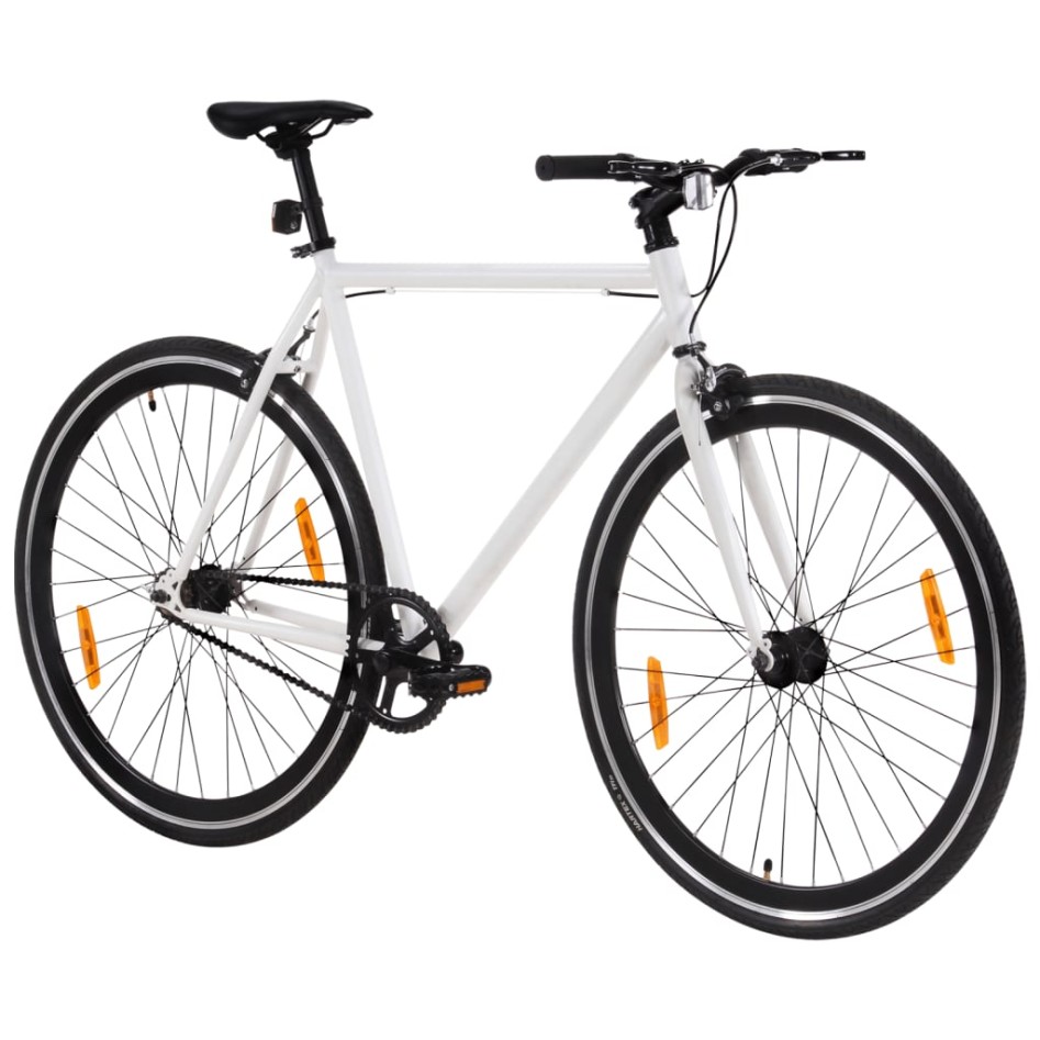Bicicleta de piñón fijo blanco y negro 700c 59
