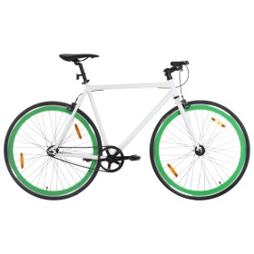 Bicicleta de piñón fijo blanco y verde 700c 55