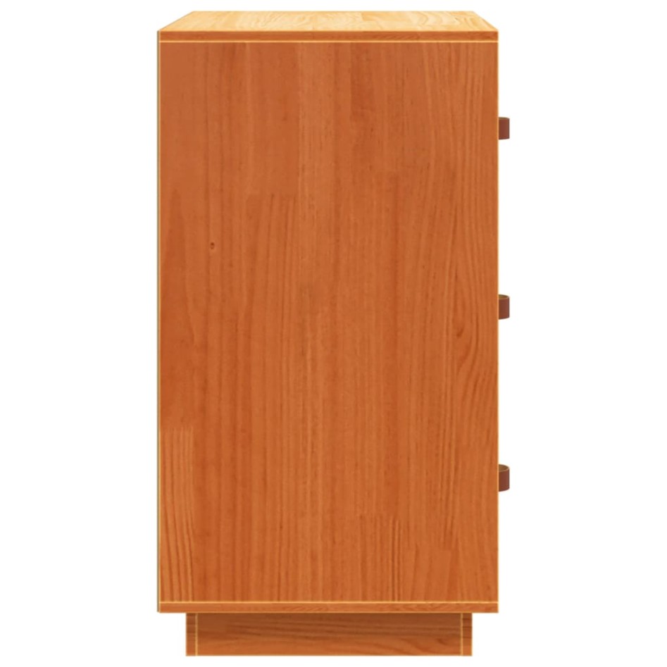 Aparador de madera maciza de pino marrón cera 80x40x75