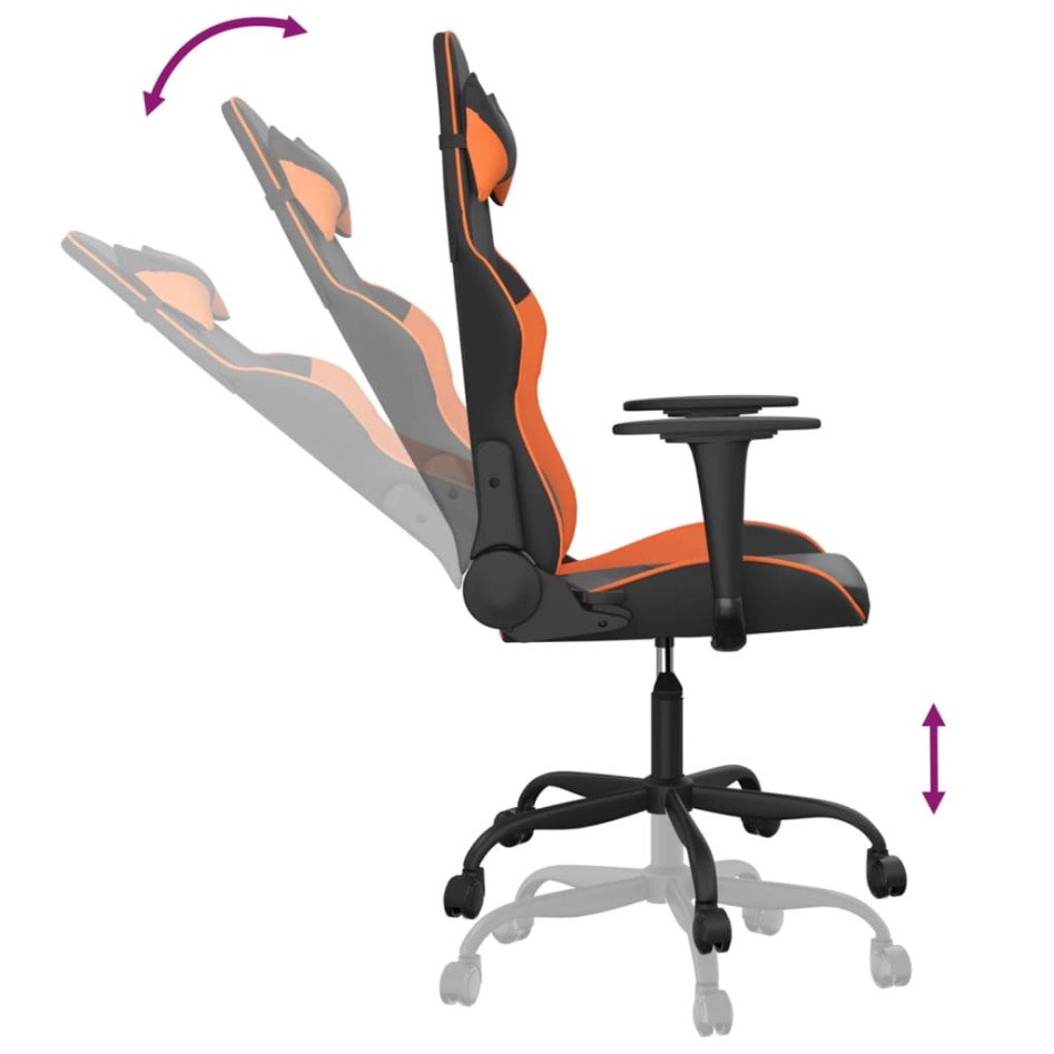Silla gaming de masaje cuero sintético negro y