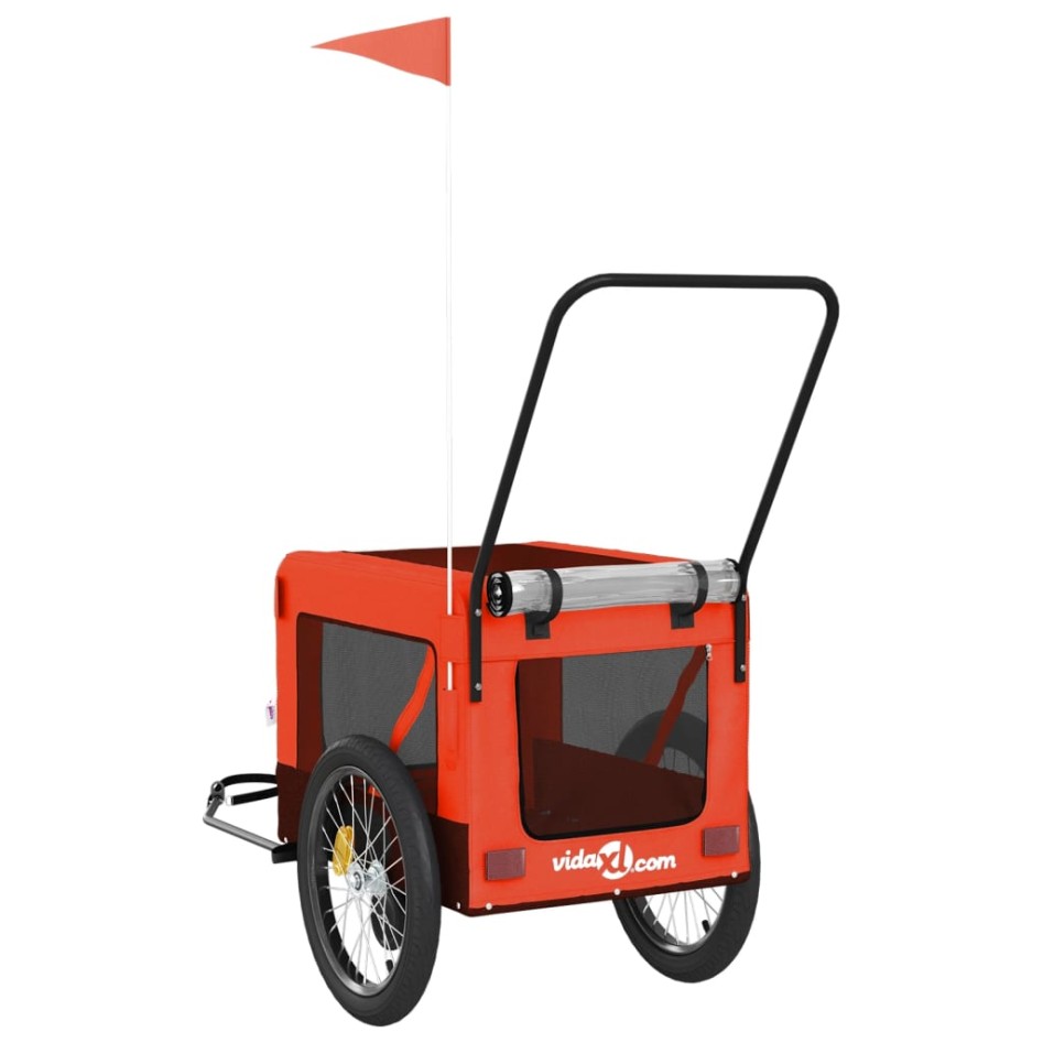 Remolque de bicicleta mascotas hierro tela Oxford naranja