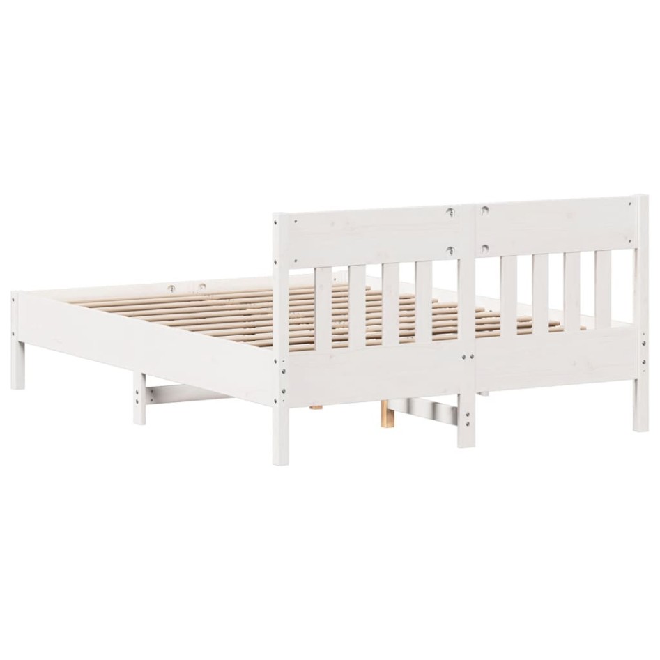 Estructura de cama con cabecero madera pino blanco 140x200