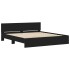 Estructura de cama con cabecero y luces LED negra 200x200
