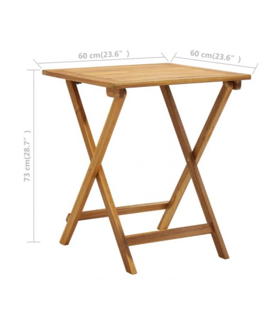 Mesa y sillas bistró plegables 3 piezas y cojines madera maciza,Modelo Lareno