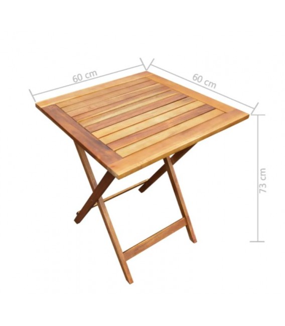 Mesa y sillas bistró plegables 3 piezas madera maciza de acacia,Modelo Barrelo