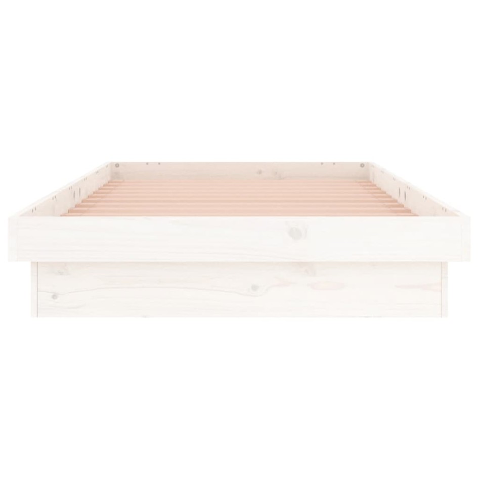 Estructura de cama con LED madera maciza blanca 90x190