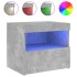 Mesitas de noche con luces LED 2 uds gris hormigón 50x40x45