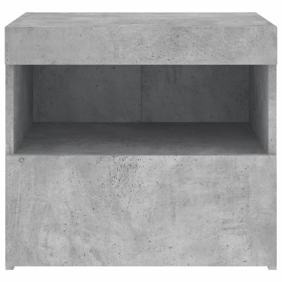 Mesitas de noche con luces LED 2 uds gris hormigón 50x40x45